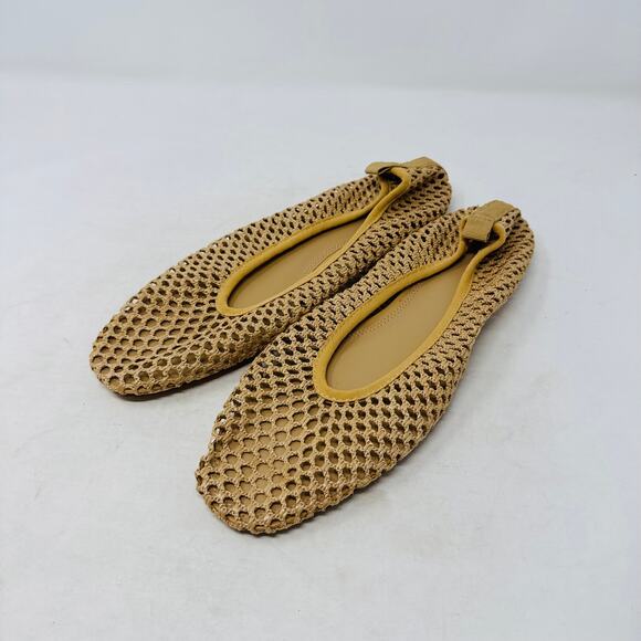 H&M Tan Mesh Ballet Flats Shoes Size 41 Lightweight Woven Net Slip-On Flats - Picture 6 of 8